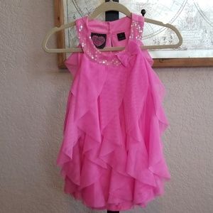 Girls tule sequin dress shirt with attached bow